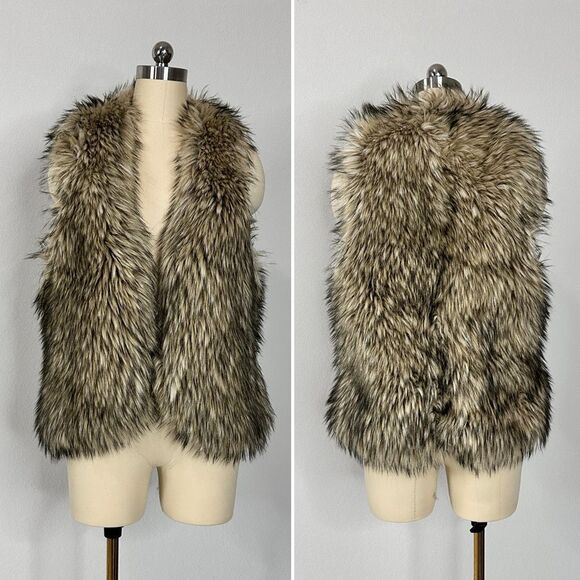 Ralph Lauren Denim & Supply Faux Fur Vest Boho Festival Rock M Glam - Picture 1 of 11